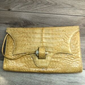 Adriana Castro Yellow Crocodile Clutch